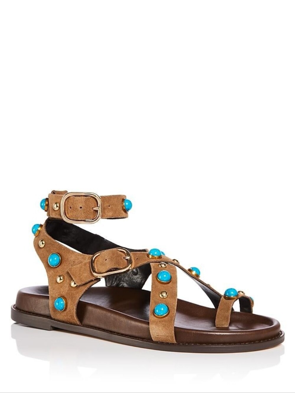 Aqua X Ava Phillippe Women's Jazzy Embellished Suede Flat Sandals Size 9